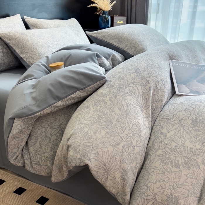 91家纺网 家纺一手货源 找家纺 （总）席世家 2025新款全棉三层纱磨毛四件套单被套