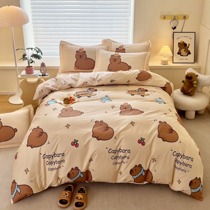 （总）蘭菲家纺 2025新款全棉小版卡皮巴拉系列四件套