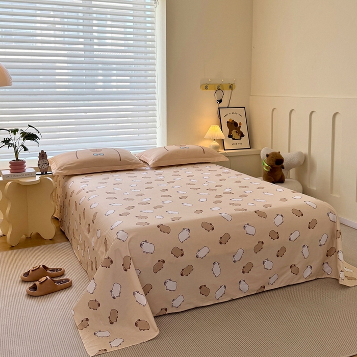 91家纺网 家纺一手货源 找家纺 蘭菲家纺 2025新款全棉小版卡皮巴拉系列四件套 小卡