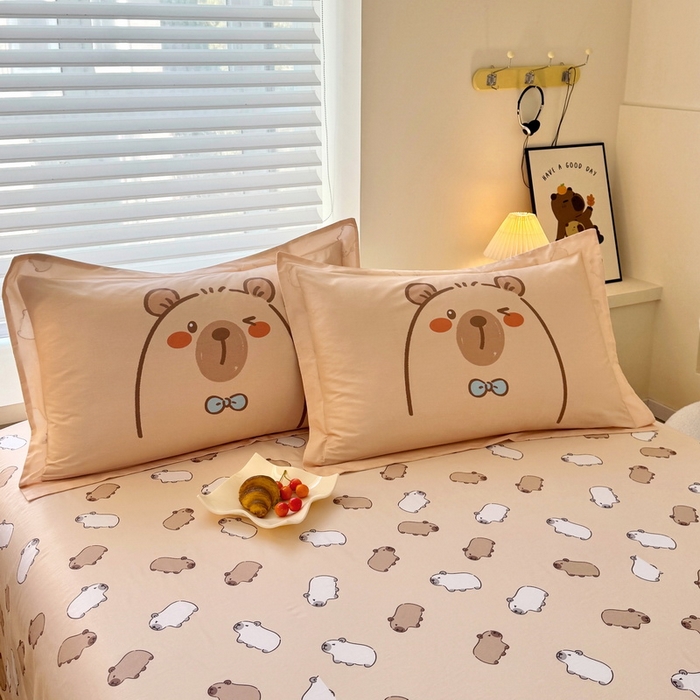 91家纺网 家纺一手货源 找家纺 蘭菲家纺 2025新款全棉小版卡皮巴拉系列四件套 小卡