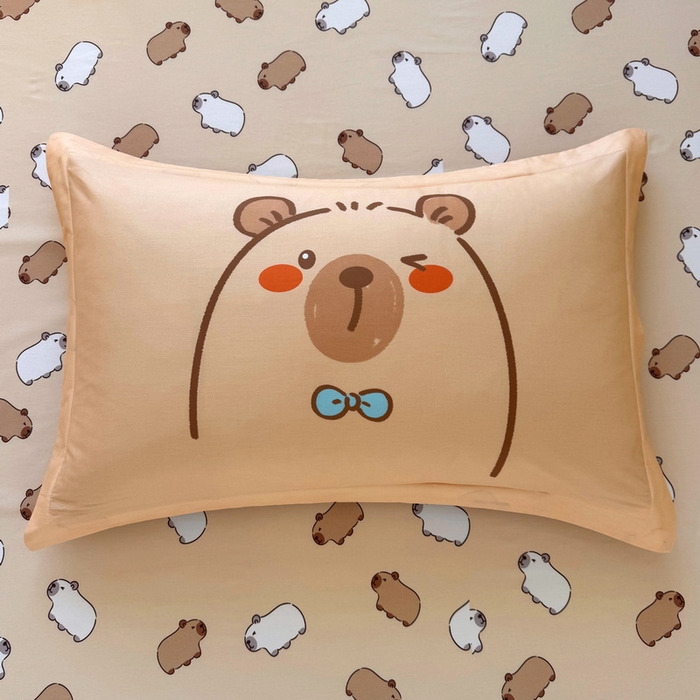 91家纺网 家纺一手货源 找家纺 蘭菲家纺 2025新款全棉小版卡皮巴拉系列四件套 小卡