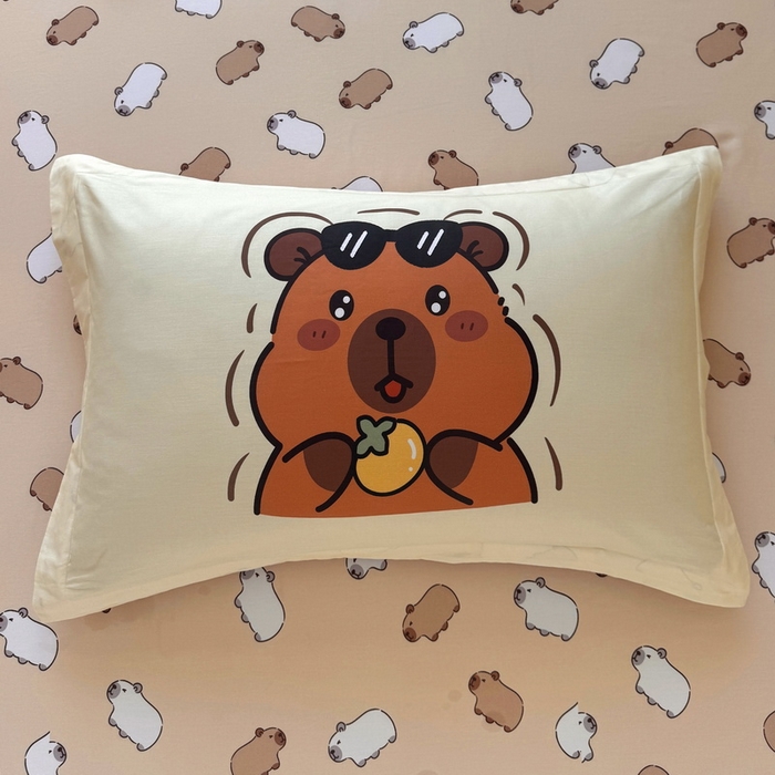 91家纺网 家纺一手货源 找家纺 蘭菲家纺 2025新款全棉小版卡皮巴拉系列四件套 拉不动