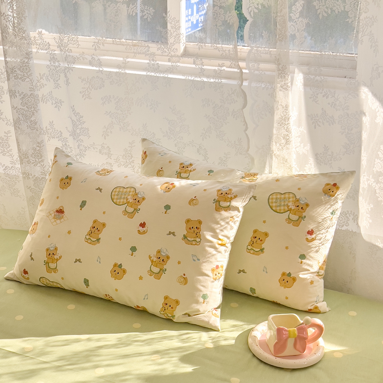 91家纺网 家纺一手货源 找家纺 DoDo 兜兜 2025新款卡通全棉纯棉小清新单品床单系列 （可定做尺寸） 围裙小熊