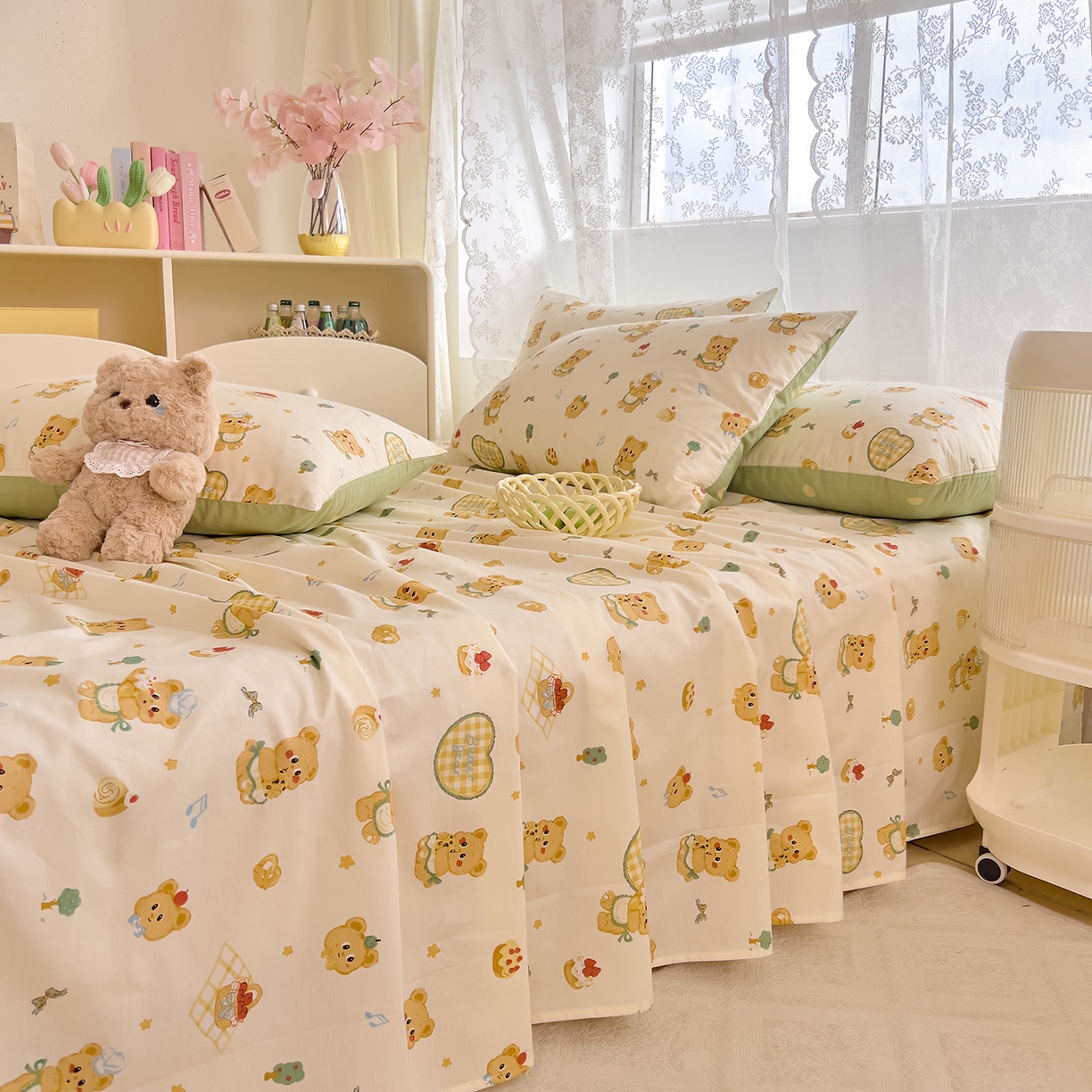 91家纺网 家纺一手货源 找家纺 DoDo 兜兜 2025新款卡通全棉纯棉小清新单品床单系列 （可定做尺寸） 围裙小熊