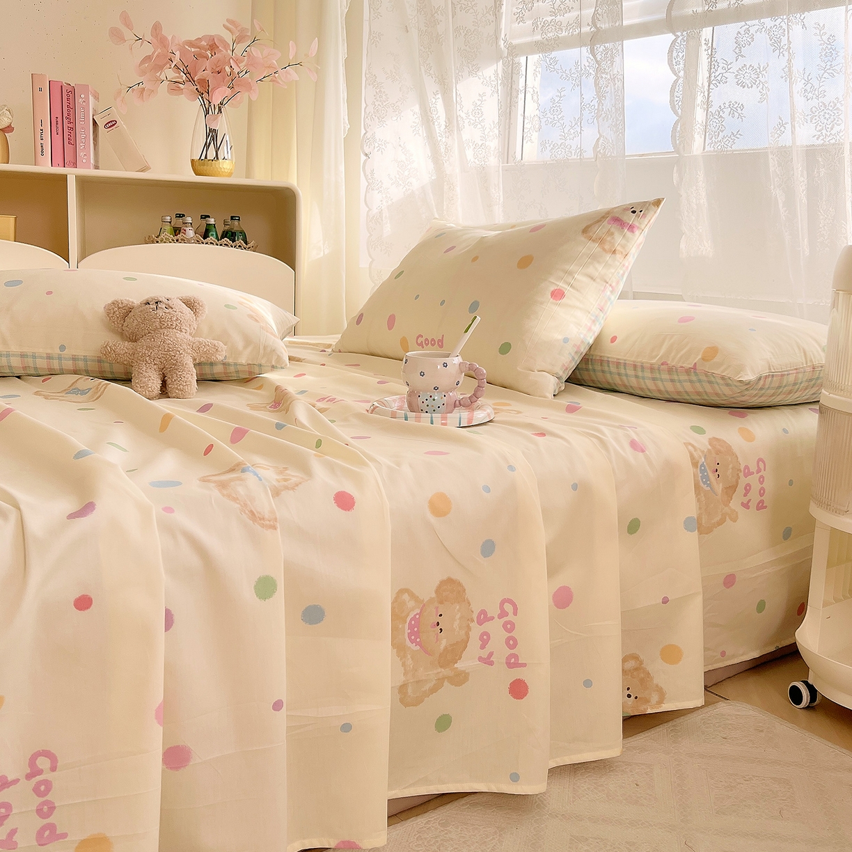 91家纺网 家纺一手货源 找家纺 （总）DoDo 兜兜 2025新款卡通全棉纯棉小清新单品床单系列 （可定做尺寸）