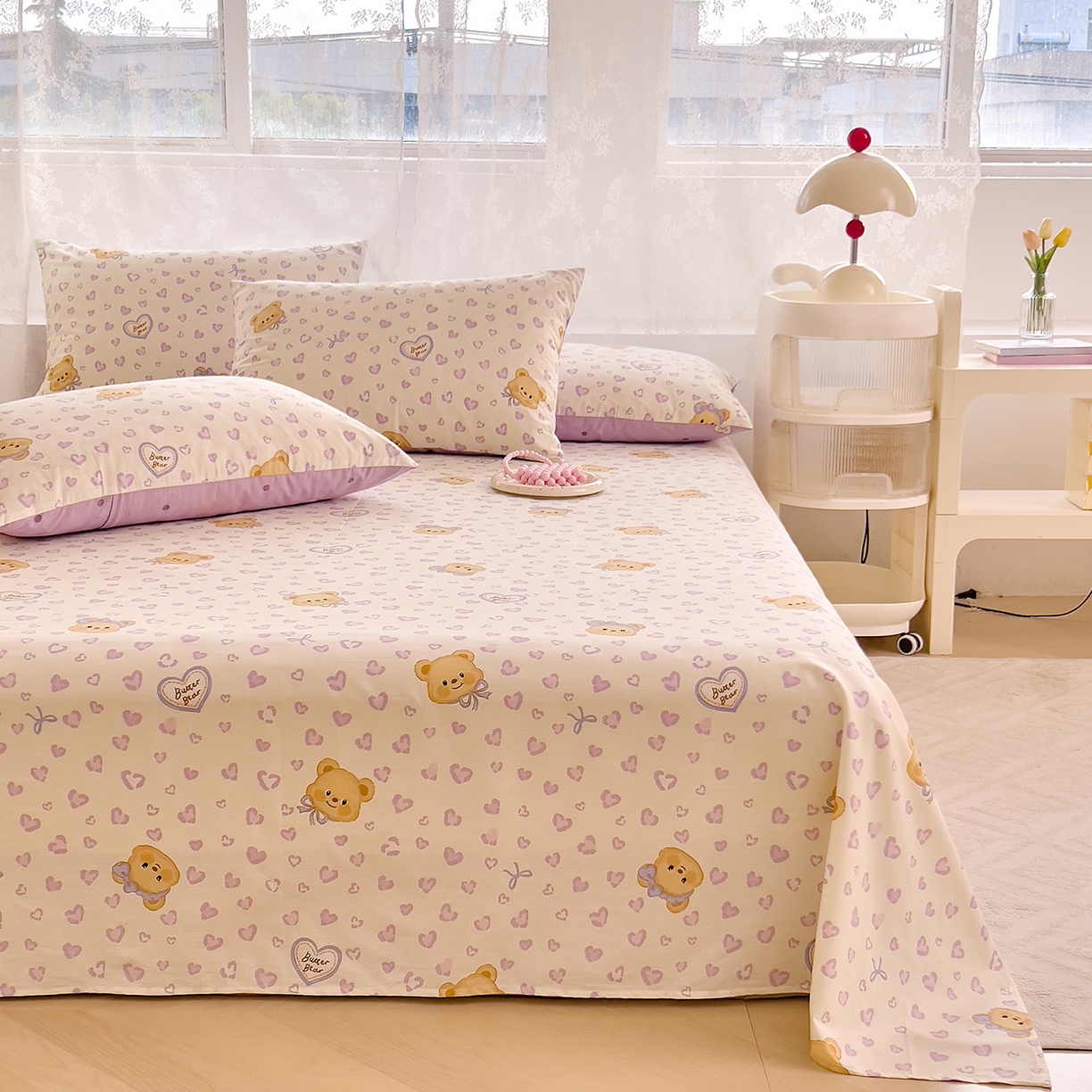 91家纺网 家纺一手货源 找家纺 DoDo 兜兜 2025新款卡通全棉纯棉小清新单品床单系列 （可定做尺寸） 豹纹小熊