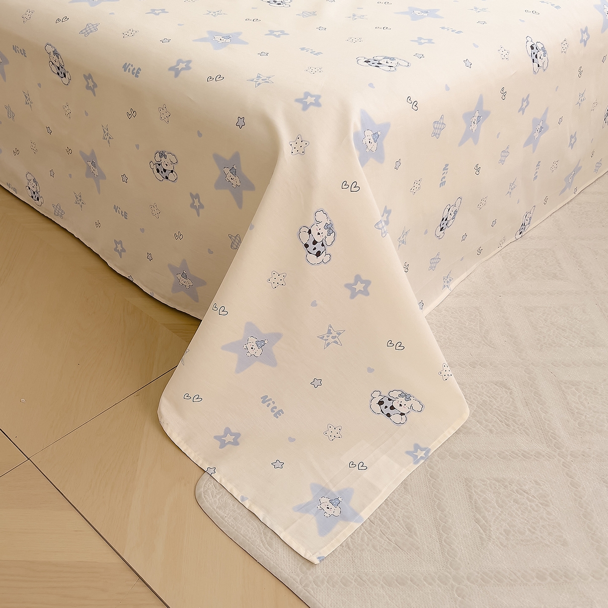 91家纺网 家纺一手货源 找家纺 DoDo 兜兜 2025新款卡通全棉纯棉小清新单品床单系列 （可定做尺寸） 星星仔