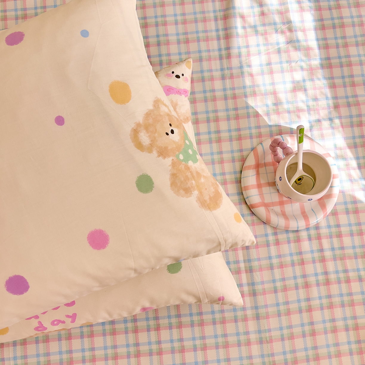 91家纺网 家纺一手货源 找家纺 DoDo 兜兜 2025新款卡通全棉纯棉小清新单品床单系列 （可定做尺寸） 假日小狗