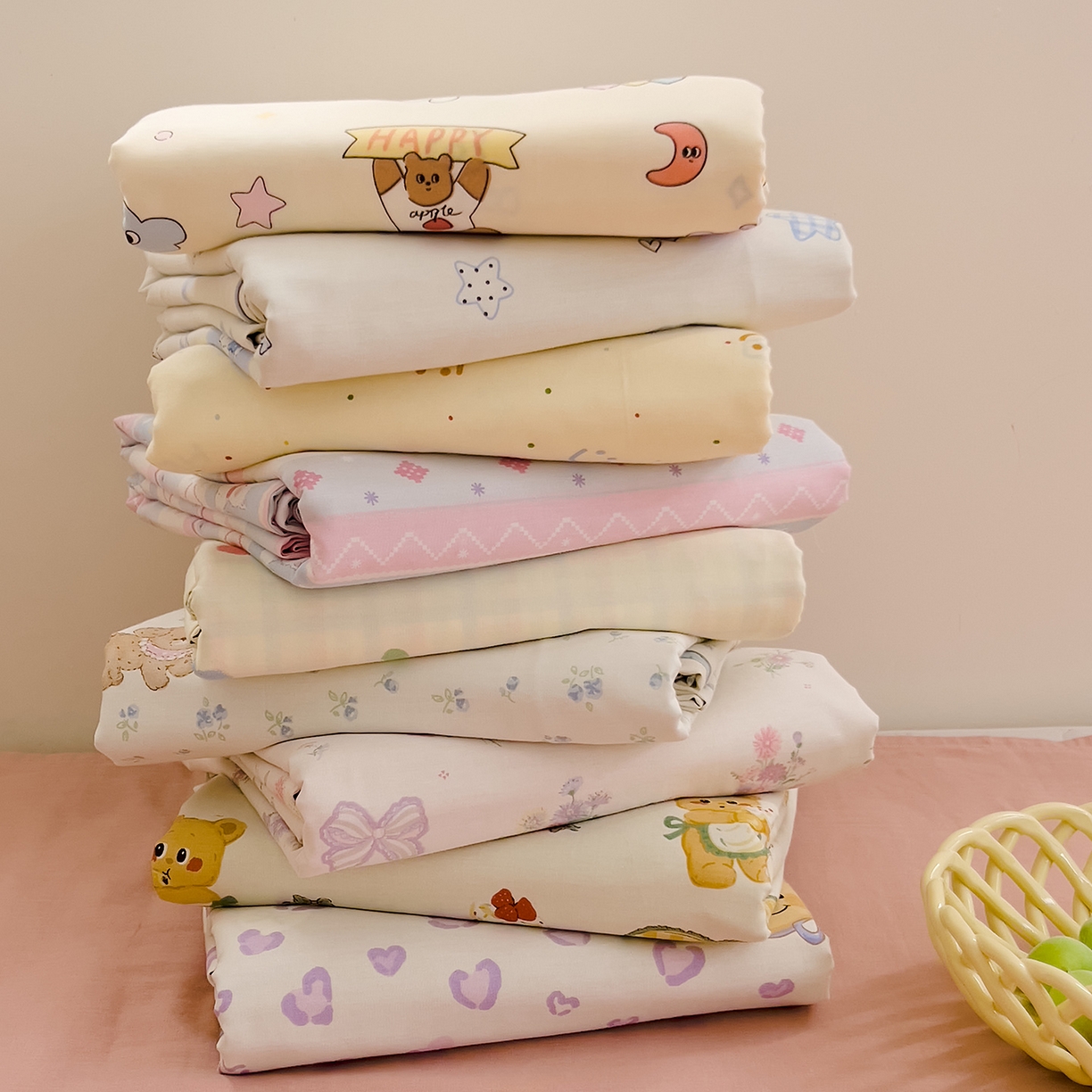 91家纺网 家纺一手货源 找家纺 （总）DoDo 兜兜 2025新款卡通全棉纯棉小清新单品床单系列 （可定做尺寸）