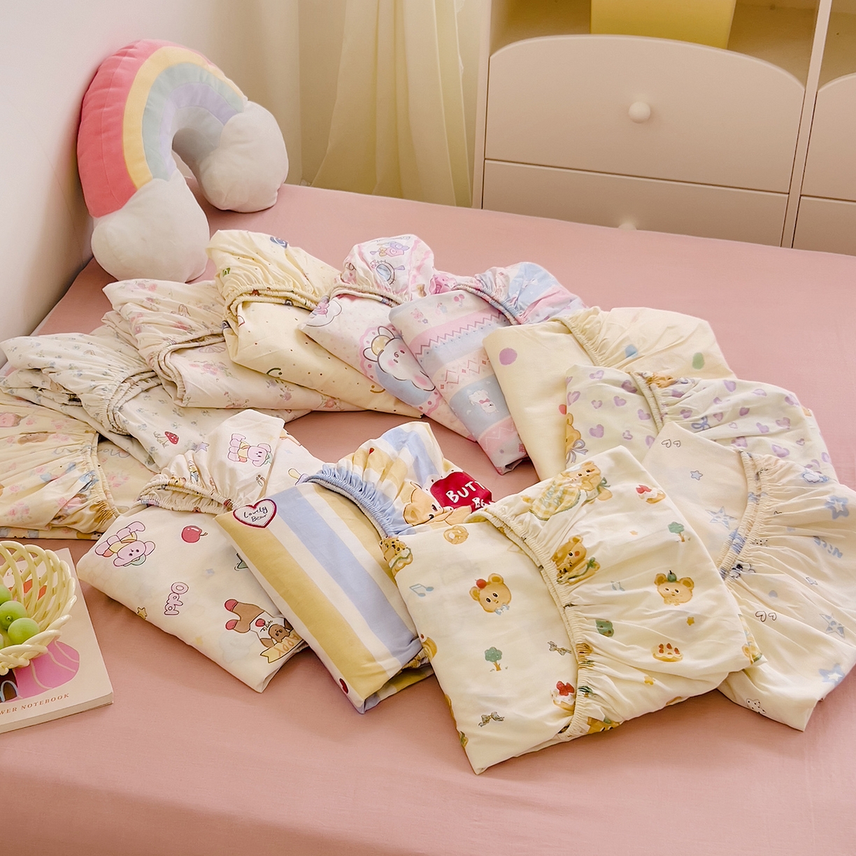 91家纺网 家纺一手货源 找家纺 （总）DoDo 兜兜 2025新款卡通全棉纯棉小清新单品床单系列 （可定做尺寸）