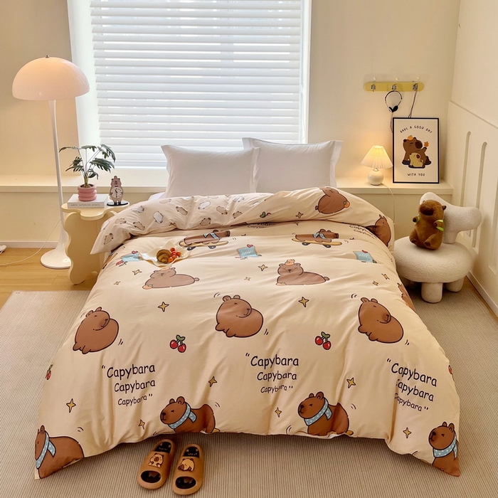 91家纺网 家纺一手货源 找家纺 （总）蘭菲家纺 2025新款全棉小版卡皮巴拉系列单品被套