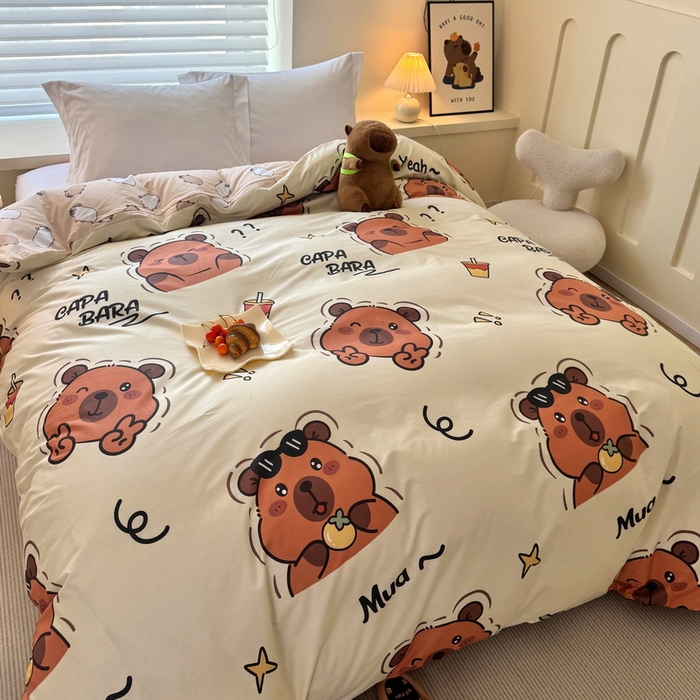 91家纺网 家纺一手货源 找家纺 蘭菲家纺 2025新款全棉小版卡皮巴拉系列单品被套 拉不动