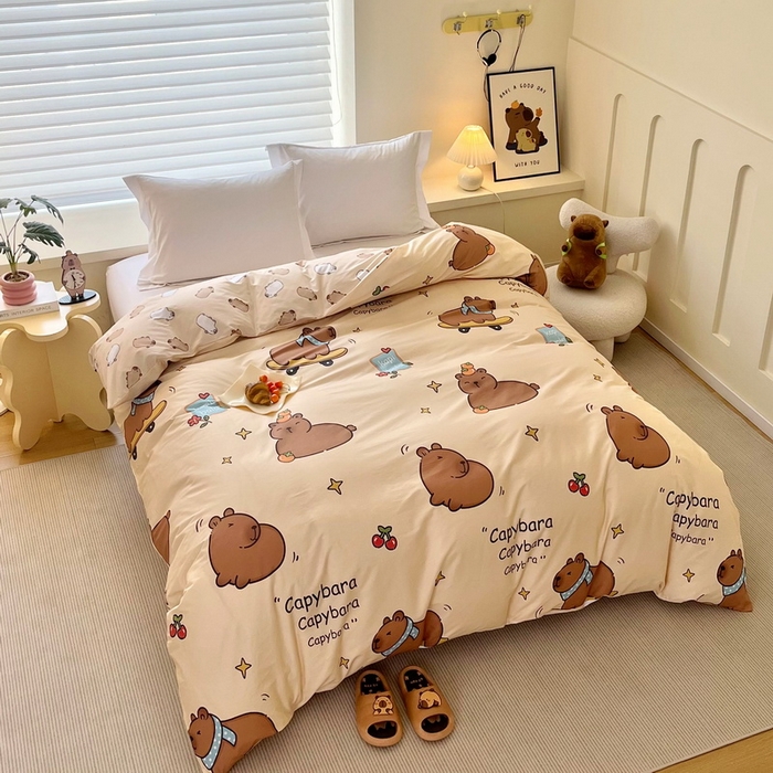 91家纺网 家纺一手货源 找家纺 （总）蘭菲家纺 2025新款全棉小版卡皮巴拉系列单品被套