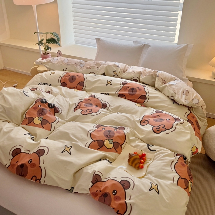 91家纺网 家纺一手货源 找家纺 蘭菲家纺 2025新款全棉小版卡皮巴拉系列单品被套 拉不动