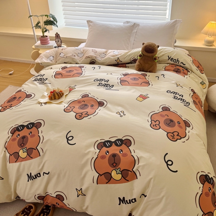 91家纺网 家纺一手货源 找家纺 蘭菲家纺 2025新款全棉小版卡皮巴拉系列单品被套 拉不动