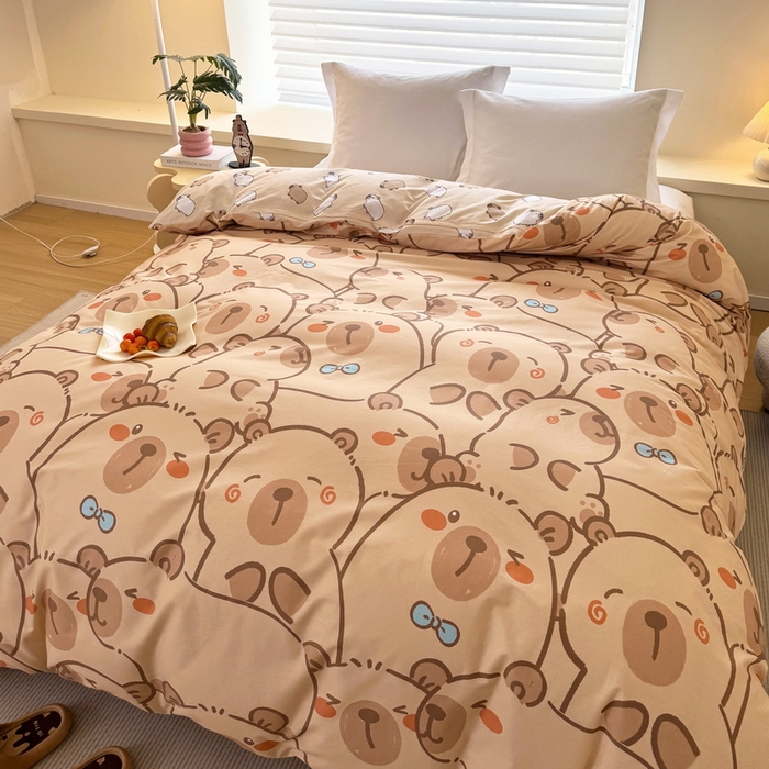 91家纺网 家纺一手货源 找家纺 蘭菲家纺 2025新款全棉小版卡皮巴拉系列单品被套 小卡