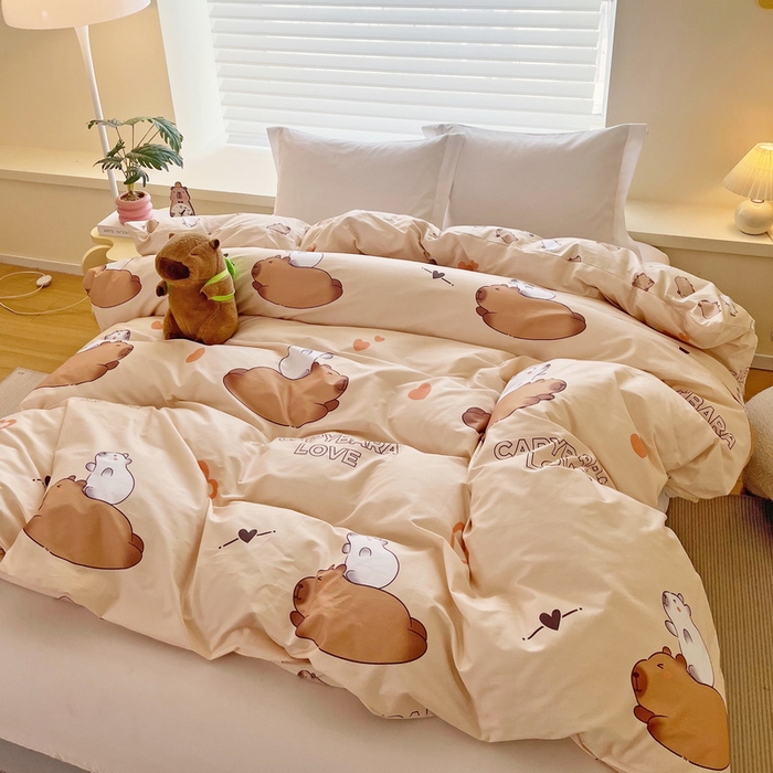 91家纺网 家纺一手货源 找家纺 蘭菲家纺 2025新款全棉小版卡皮巴拉系列单品被套 陪伴拉