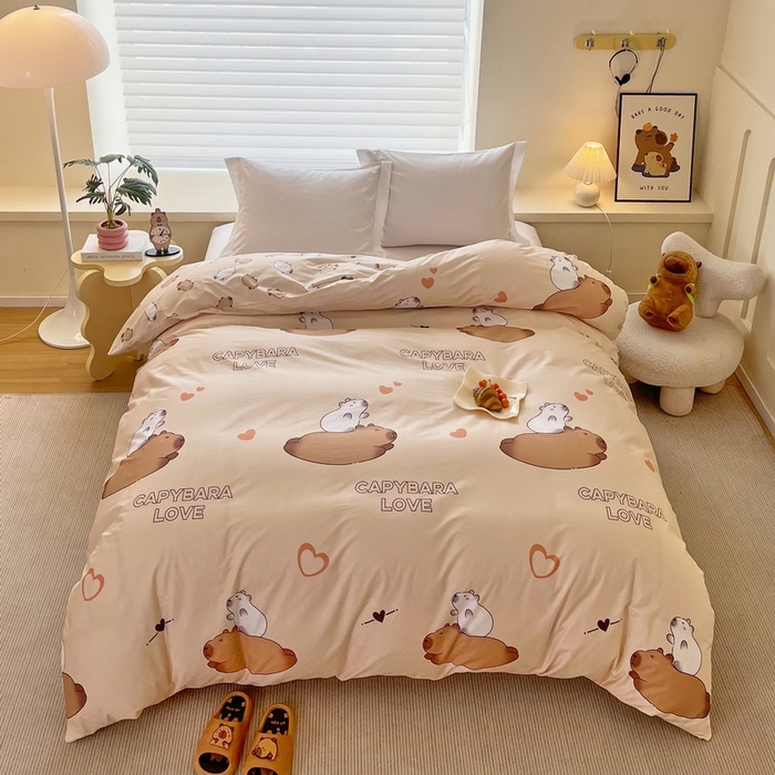 91家纺网 家纺一手货源 找家纺 （总）蘭菲家纺 2025新款全棉小版卡皮巴拉系列单品被套