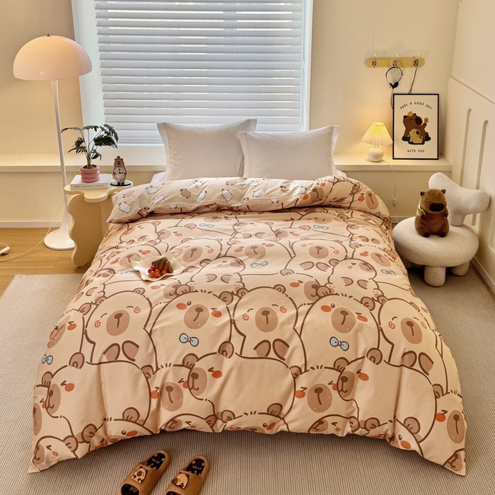 蘭菲家纺 2025新款全棉小版卡皮巴拉系列单品被套 小卡