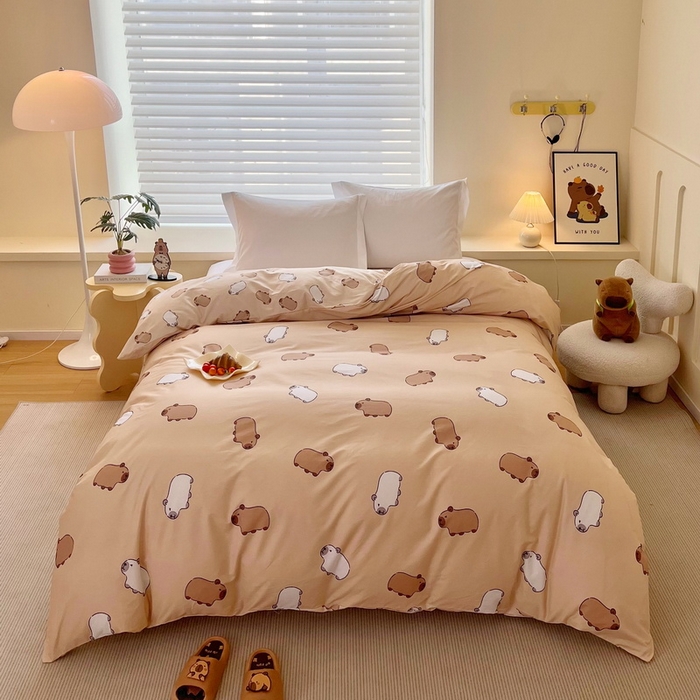 蘭菲家纺 2025新款全棉小版卡皮巴拉系列单品被套 卡豚