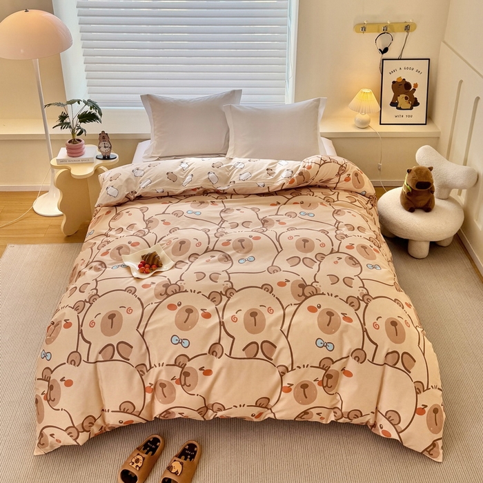 91家纺网 家纺一手货源 找家纺 蘭菲家纺 2025新款全棉小版卡皮巴拉系列单品被套 小卡