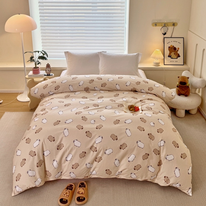 蘭菲家纺 2025新款全棉小版卡皮巴拉系列单品被套 小奶豚