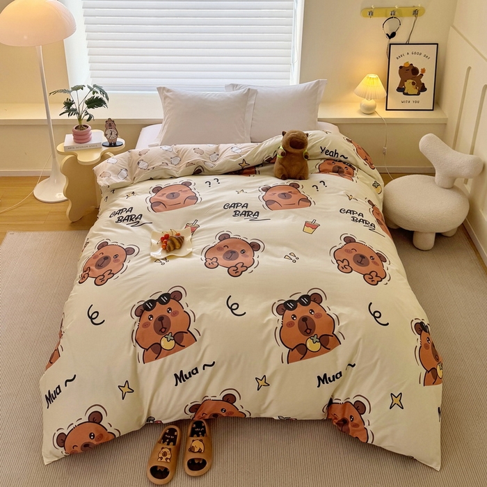 91家纺网 家纺一手货源 找家纺 蘭菲家纺 2025新款全棉小版卡皮巴拉系列单品被套 拉不动