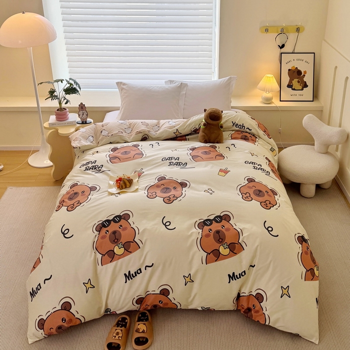 蘭菲家纺 2025新款全棉小版卡皮巴拉系列单品被套 拉不动