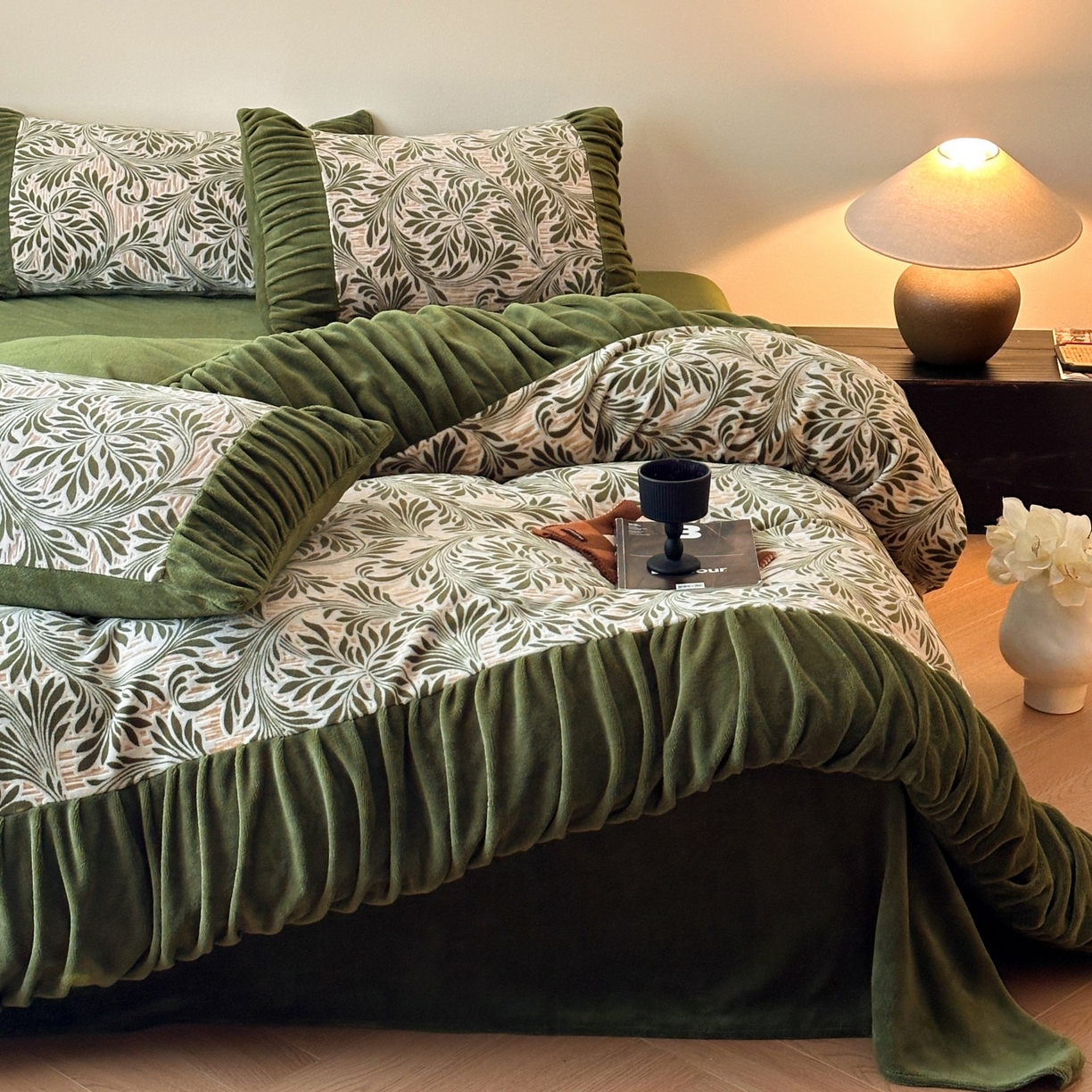 羚羊语家纺 2025新款浮雕绒轻法式牛奶绒四件套雕花绒复古ins风立体着色烂花牛奶绒提花床单三件套-香榭落叶 香榭落叶-巴洛克