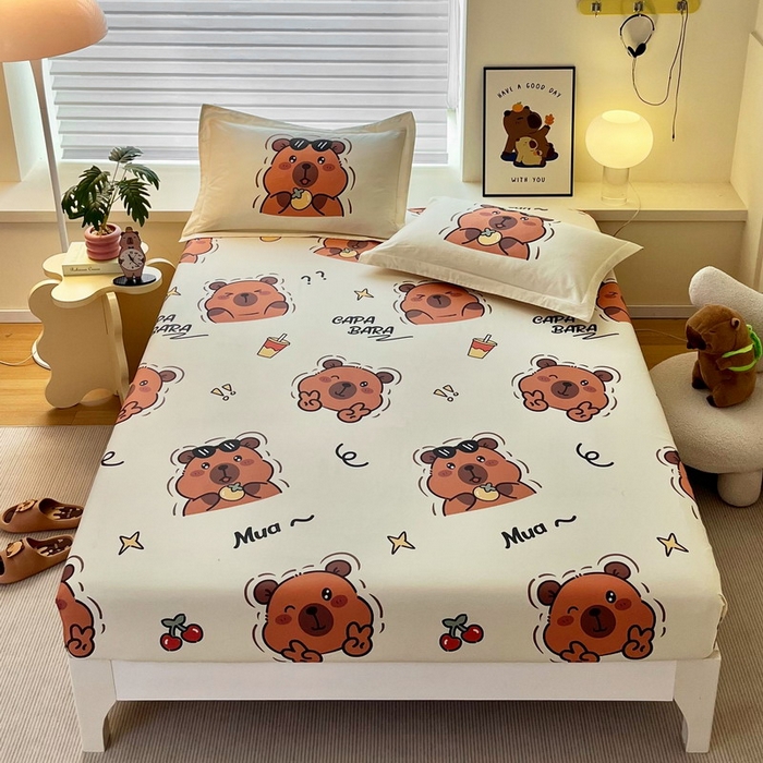 91家纺网 家纺一手货源 找家纺 （总）蘭菲家纺 2025新款全棉小版卡皮巴拉系列单品床笠