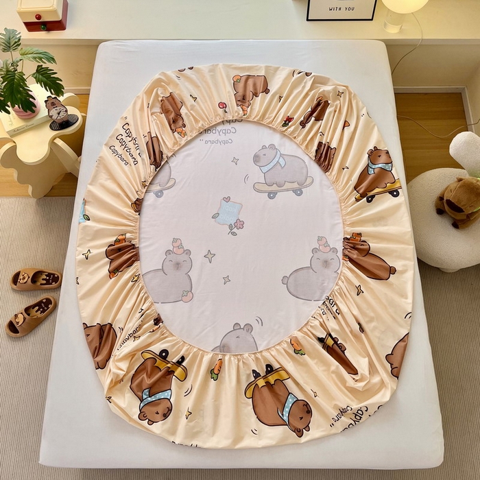 91家纺网 家纺一手货源 找家纺 （总）蘭菲家纺 2025新款全棉小版卡皮巴拉系列单品床笠