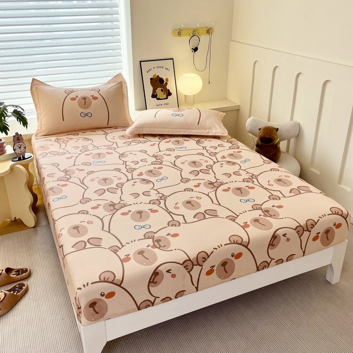 91家纺网 家纺一手货源 找家纺 蘭菲家纺 2025新款全棉小版卡皮巴拉系列单品床笠 小卡