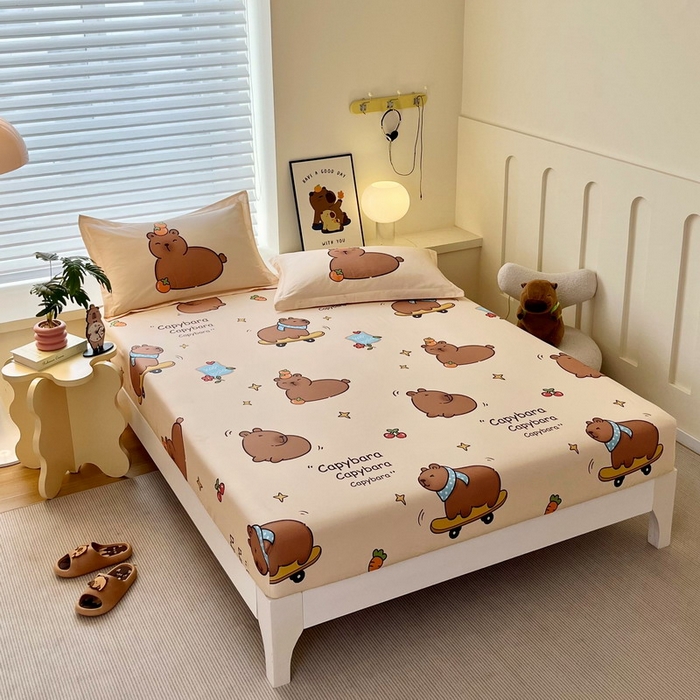 91家纺网 家纺一手货源 找家纺 （总）蘭菲家纺 2025新款全棉小版卡皮巴拉系列单品床笠