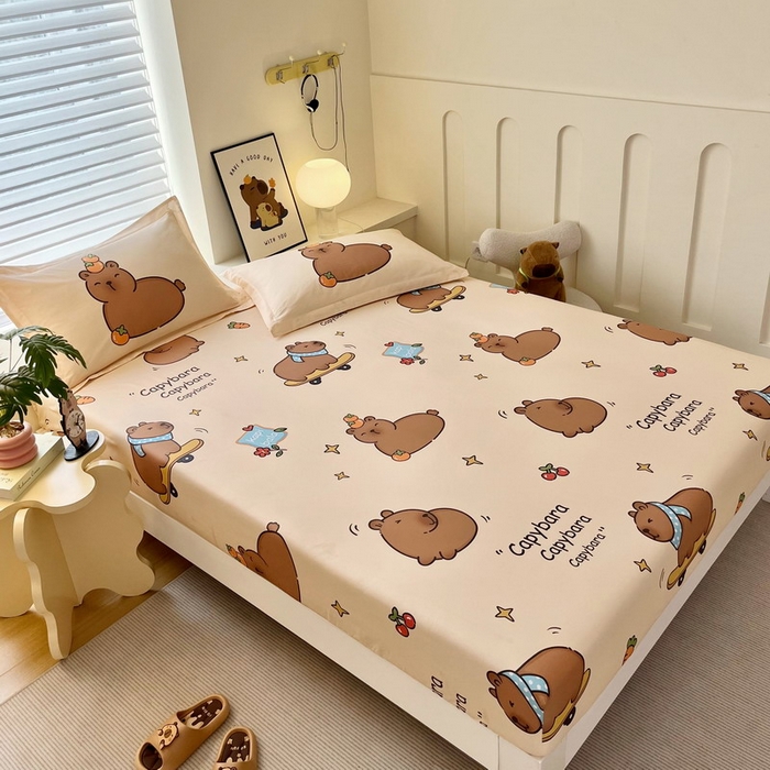 91家纺网 家纺一手货源 找家纺 （总）蘭菲家纺 2025新款全棉小版卡皮巴拉系列单品床笠