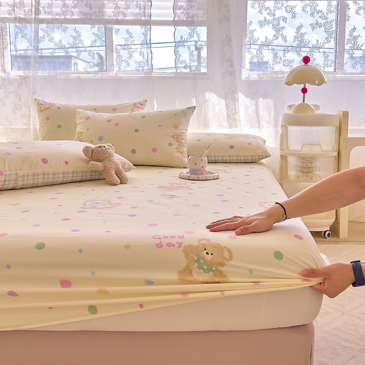 91家纺网 家纺一手货源 找家纺 （总）DoDo 兜兜 2025新款卡通全棉纯棉小清新单品床笠系列 （可定做尺寸）