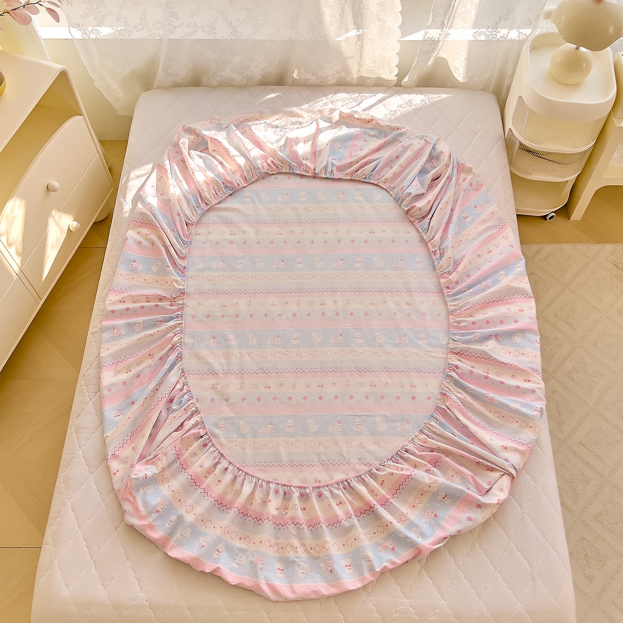 91家纺网 家纺一手货源 找家纺 DoDo 兜兜 2026新款卡通全棉纯棉小清新单品床笠系列 （可定做尺寸） 小狗笔记