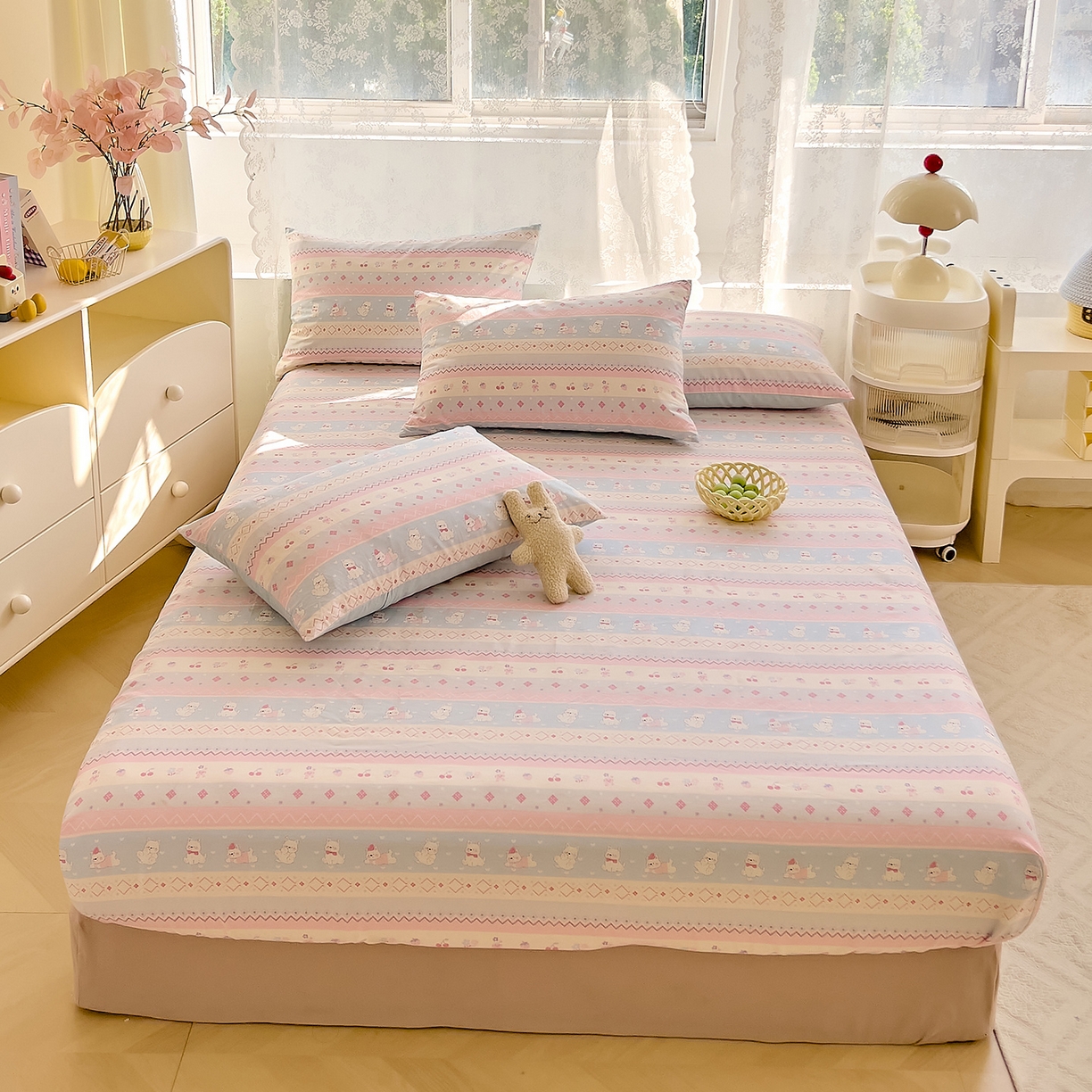 91家纺网 家纺一手货源 找家纺 DoDo 兜兜 2026新款卡通全棉纯棉小清新单品床笠系列 （可定做尺寸） 小狗笔记