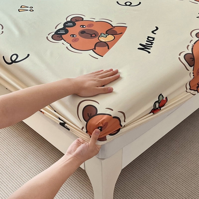 91家纺网 家纺一手货源 找家纺 蘭菲家纺 2025新款全棉小版卡皮巴拉系列单品床笠 拉不动