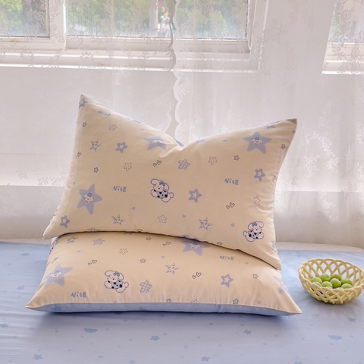 91家纺网 家纺一手货源 找家纺 DoDo 兜兜 2026新款卡通全棉纯棉小清新单品床笠系列 （可定做尺寸） 星星仔