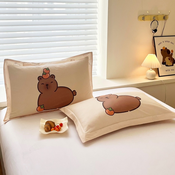 91家纺网 家纺一手货源 找家纺 （总）蘭菲家纺 2025新款全棉小版卡皮巴拉系列单品枕套