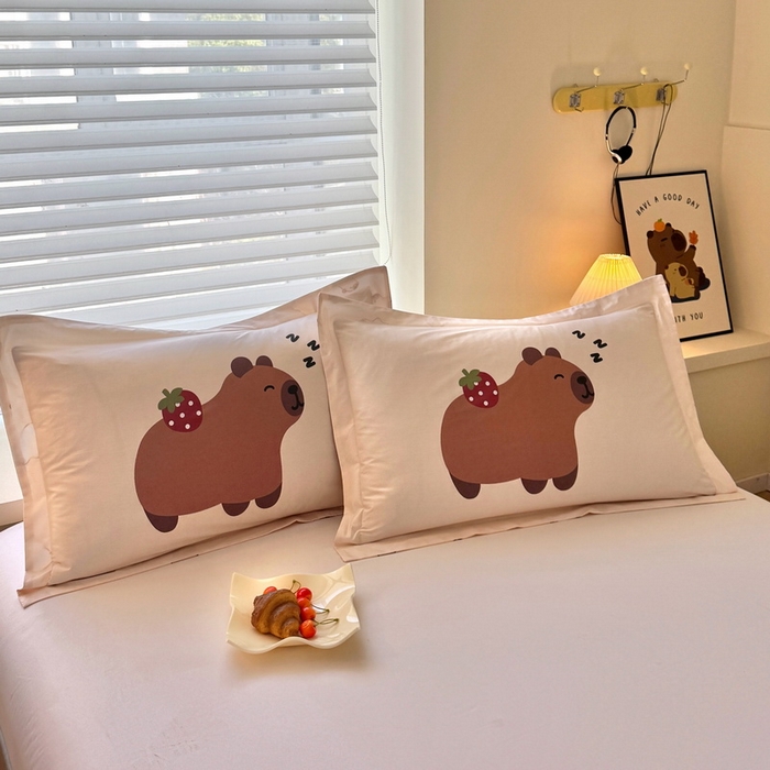 91家纺网 家纺一手货源 找家纺 （总）蘭菲家纺 2025新款全棉小版卡皮巴拉系列单品枕套