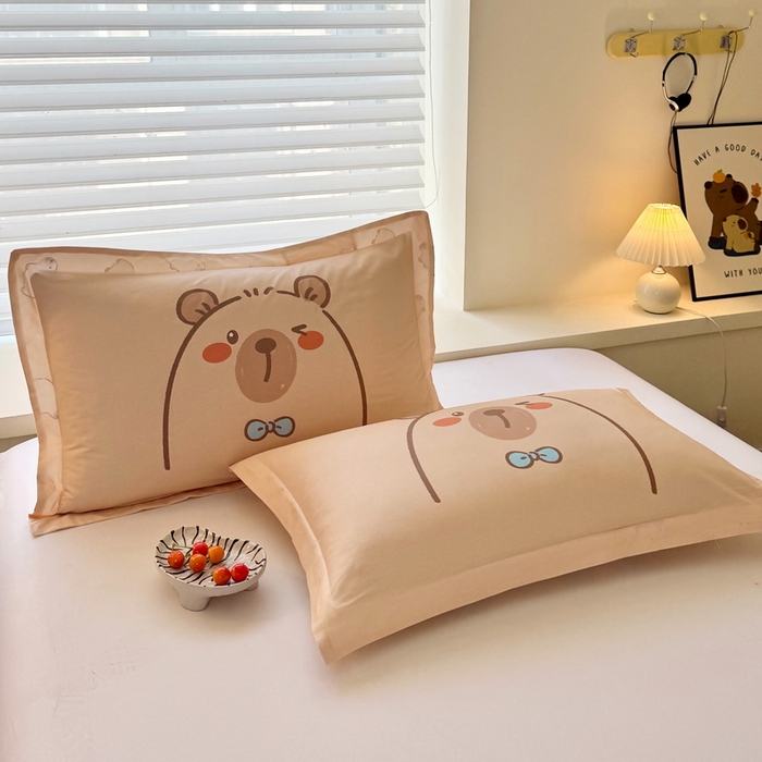 91家纺网 家纺一手货源 找家纺 蘭菲家纺 2025新款全棉小版卡皮巴拉系列单品枕套 小卡