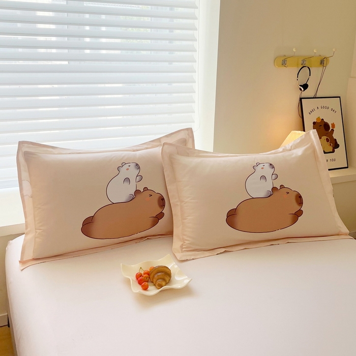 蘭菲家纺 2025新款全棉小版卡皮巴拉系列单品枕套 陪伴拉