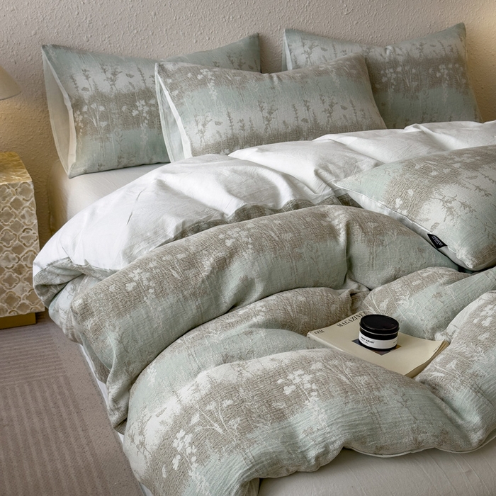 席世家 2025新款空气提花四件套 花序-竹青