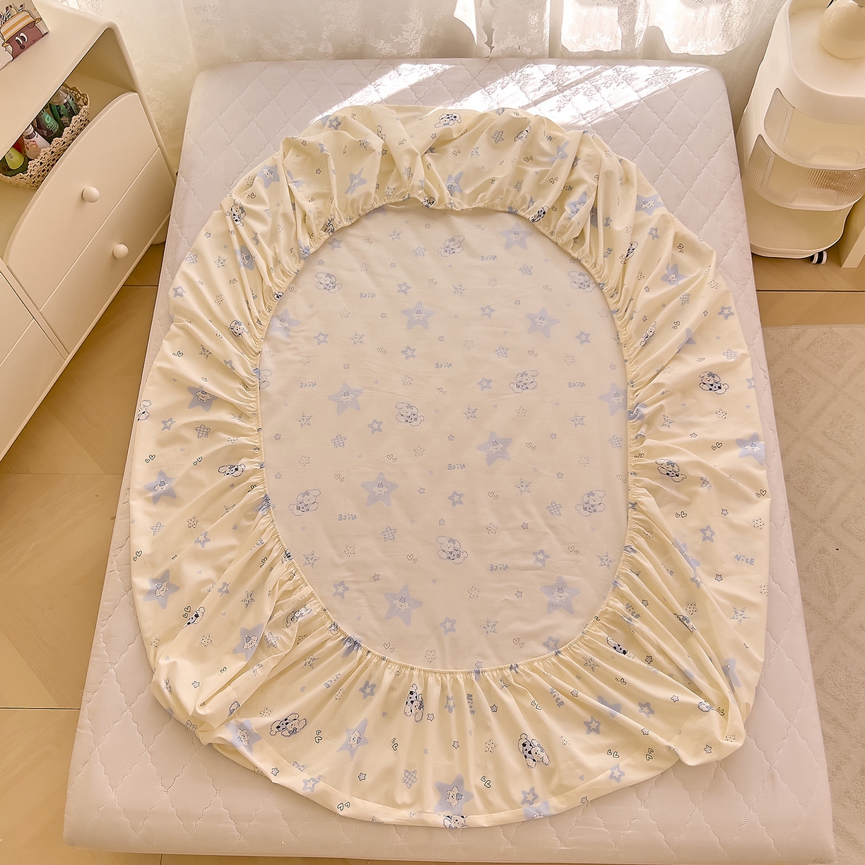 91家纺网 家纺一手货源 找家纺 （总）DoDo 兜兜 2025新款卡通全棉纯棉小清新单品床笠系列 （可定做尺寸）