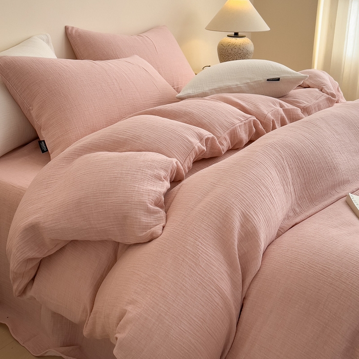 （总）席世家 2025新款纯棉全棉皱皱纱四件套