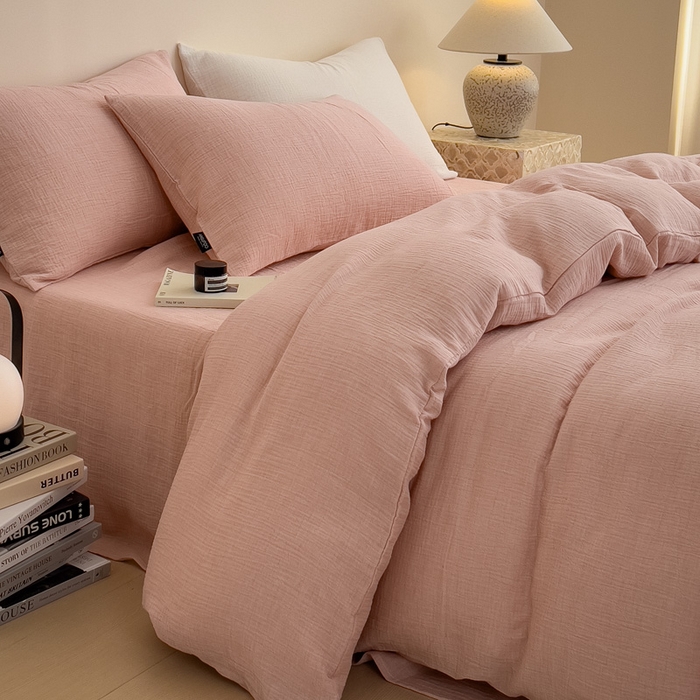 91家纺网 家纺一手货源 找家纺 （总）席世家 2025新款纯棉全棉皱皱纱四件套