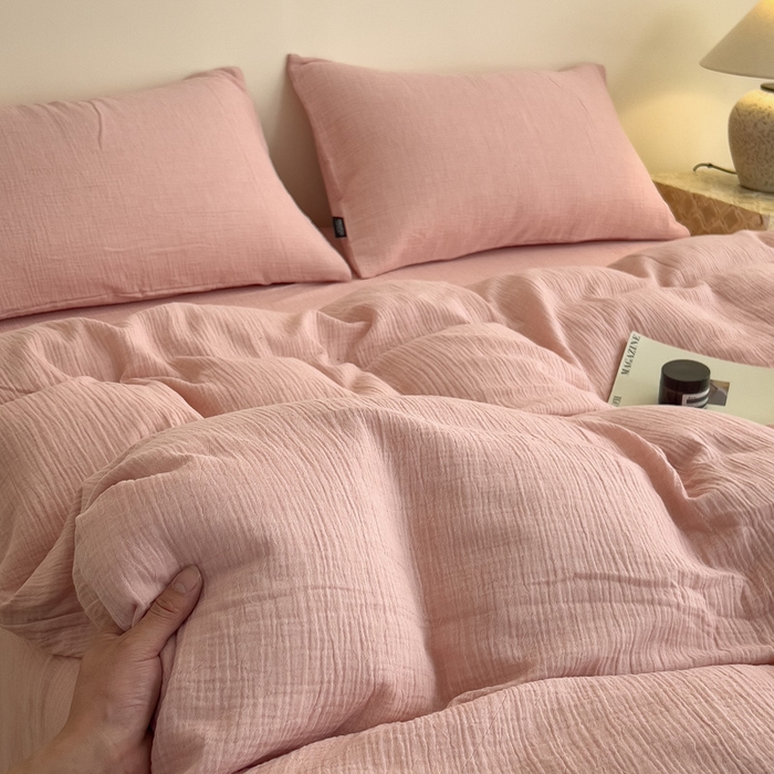 91家纺网 家纺一手货源 找家纺 （总）席世家 2025新款纯棉全棉皱皱纱四件套