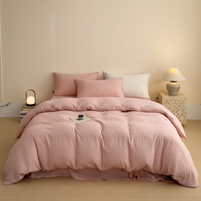 91家纺网 家纺一手货源 找家纺 （总）席世家 2025新款纯棉全棉皱皱纱四件套