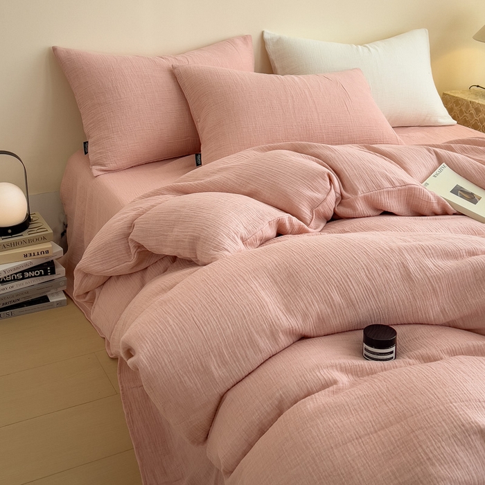 91家纺网 家纺一手货源 找家纺 （总）席世家 2025新款纯棉全棉皱皱纱四件套